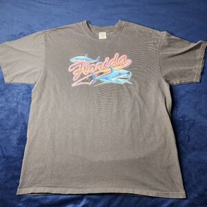 Florida Shark Anvil Gray Short Sleeve‎ Tee with Retro Graphic